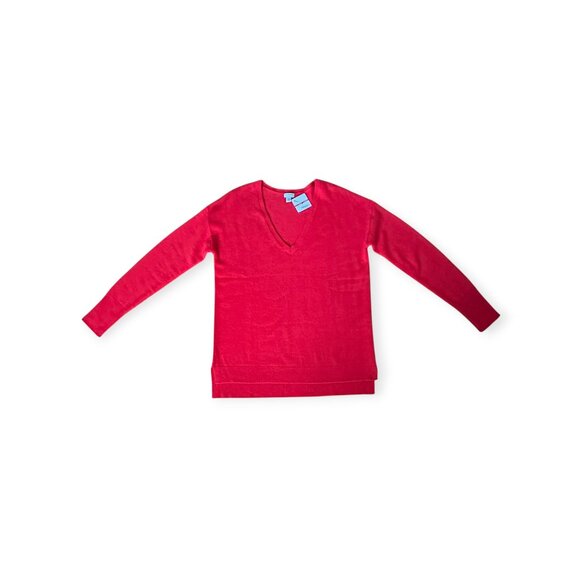 NWT $98 Halogen Red Bloom 100% Cashmere Knit Red V-Neck Sweater - Size L - Picture 5 of 5